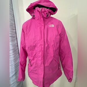 The North Face Fuchsia/slate grey zip out 2 in 1  Hooded Jacket/coat hyvent S